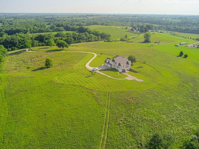 birds eye view of property with a rural view