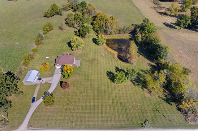 drone / aerial view with a rural view