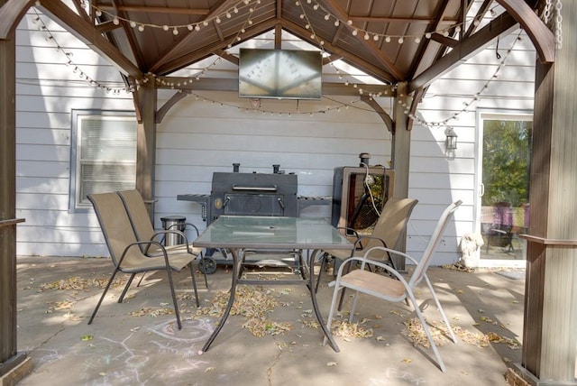 view of patio featuring a gazebo