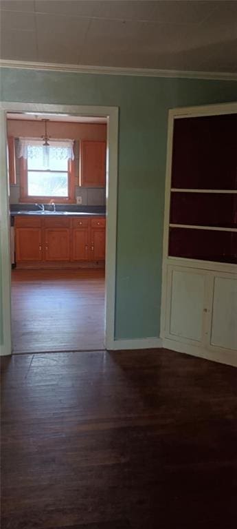 interior space with dark hardwood / wood-style flooring