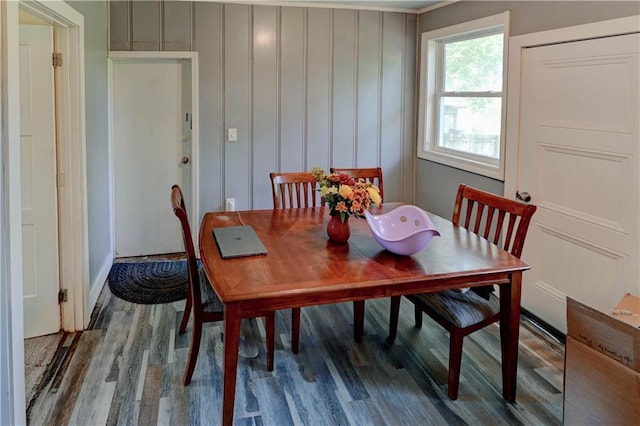 dining space featuring hardwood / wood-style flooring