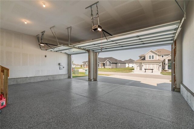 garage with a garage door opener