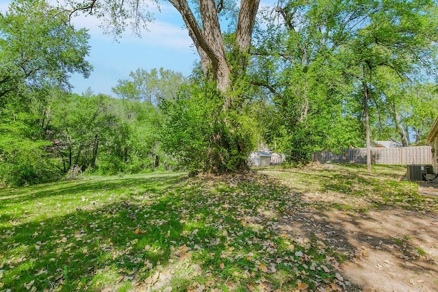 view of yard featuring central AC