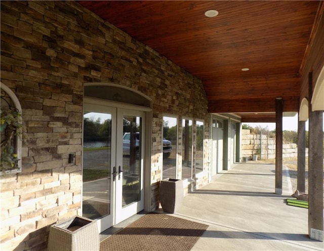 property entrance with french doors