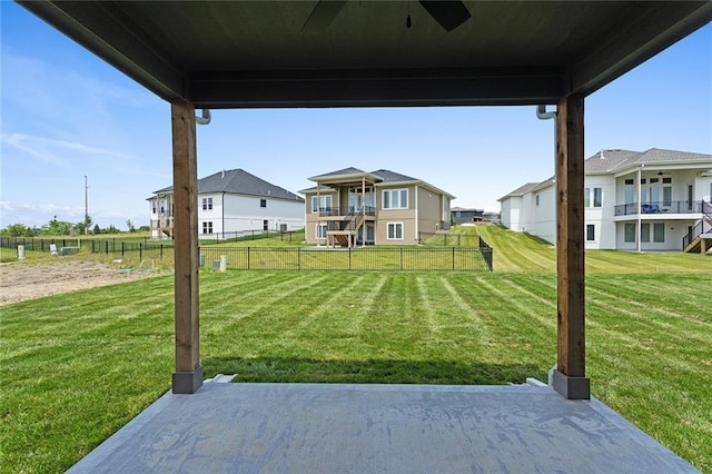 13428 W 178th St, Overland Park, KS 66013 - view of yard with ceiling fan, a residential view, and a patio