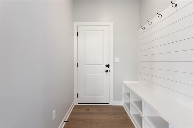 13428 W 178th St, Overland Park, KS 66013 - mudroom with dark wood-style flooring and baseboards