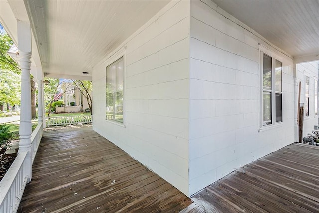 wooden deck featuring a porch