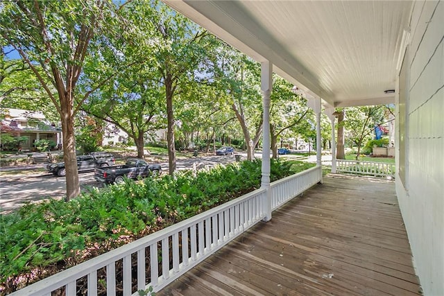 wooden terrace with covered porch