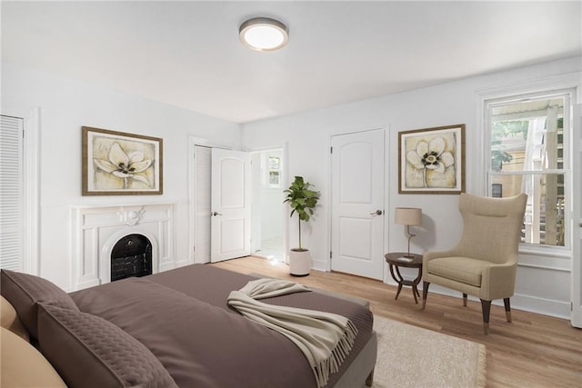 bedroom with light hardwood / wood-style flooring