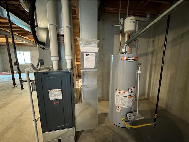 utility room with water heater