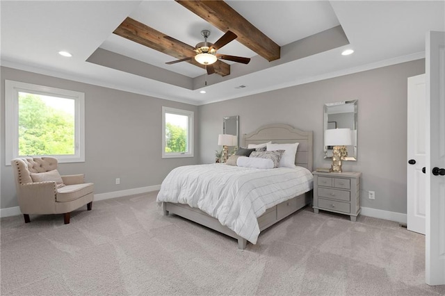 31409 W 85th Ter, De Soto, KS 66018 - bedroom with baseboards, light carpet, a tray ceiling, and recessed lighting