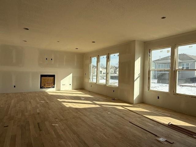 unfurnished living room with light hardwood / wood-style floors