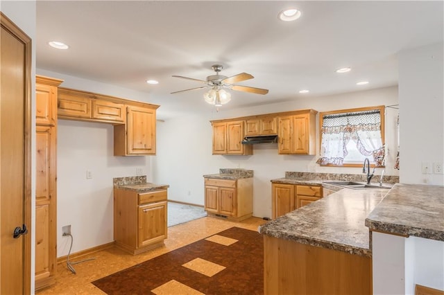 kitchen with sink and ceiling fan