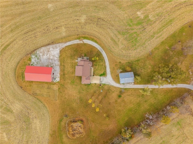 aerial view featuring a rural view