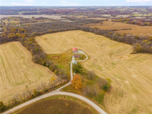 drone / aerial view with a rural view