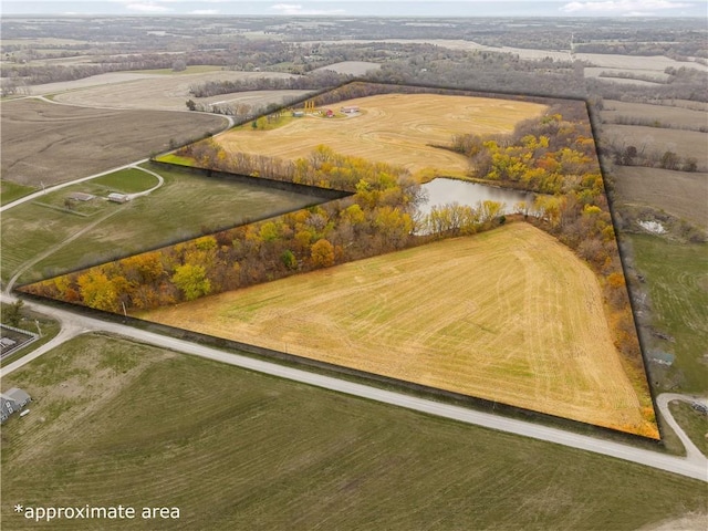 bird's eye view with a rural view