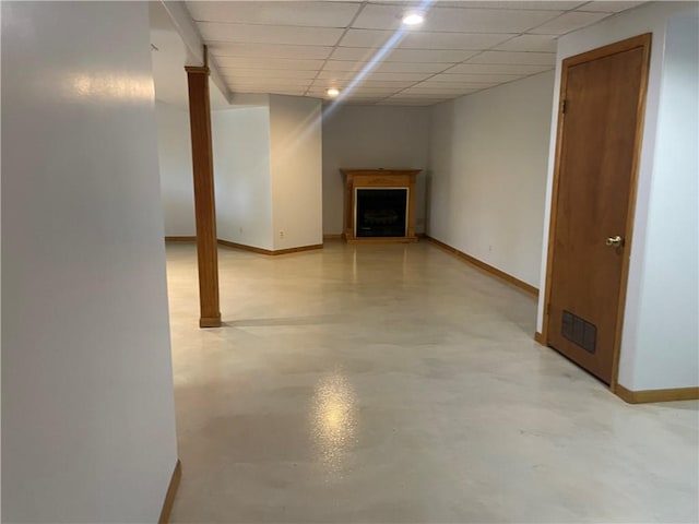 basement with a drop ceiling