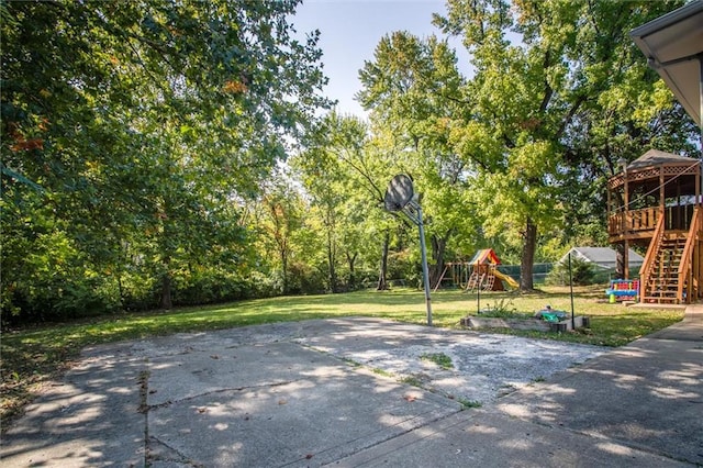 view of patio / terrace featuring a playground