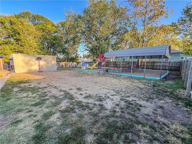 view of yard featuring a playground