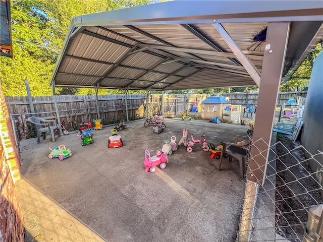 view of patio / terrace with a carport