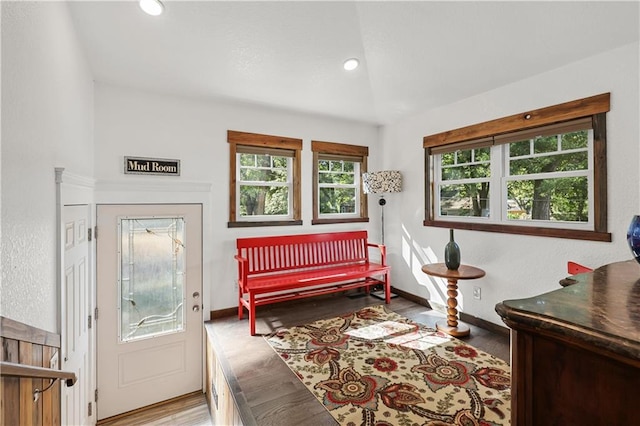 sitting room with light hardwood / wood-style flooring