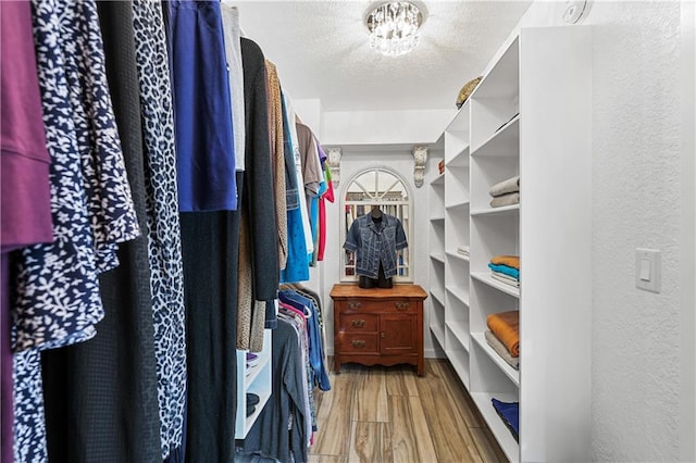 walk in closet featuring hardwood / wood-style floors