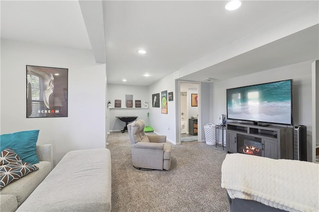 living room with carpet floors