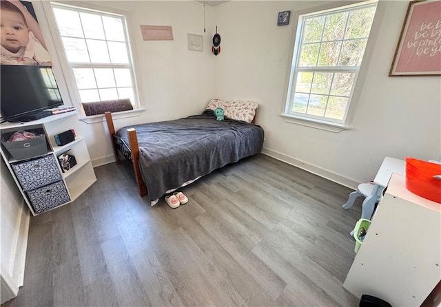 bedroom featuring wood-type flooring