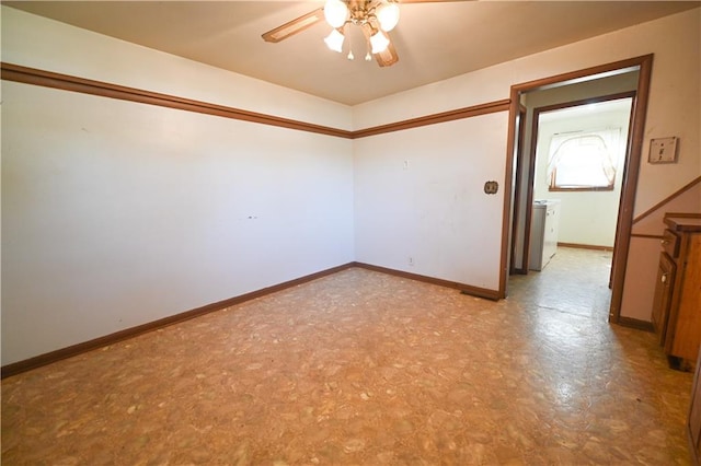 unfurnished room featuring ceiling fan