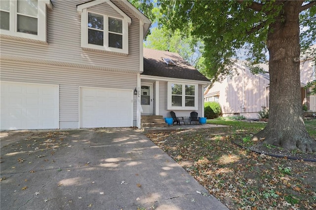 entrance to property featuring a garage