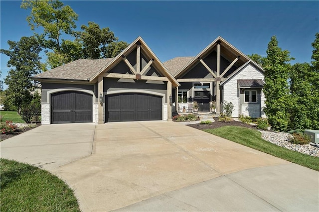 2804 NW Nutall Ct, Lees Summit, MO 64081 - view of front of house featuring stone siding, an attached garage, concrete driveway, and stucco siding