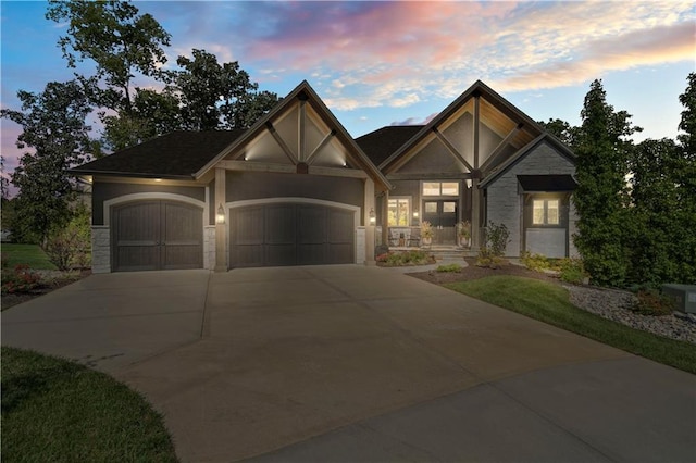 view of front of property featuring a garage