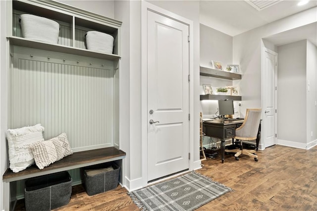 mudroom featuring hardwood / wood-style floors