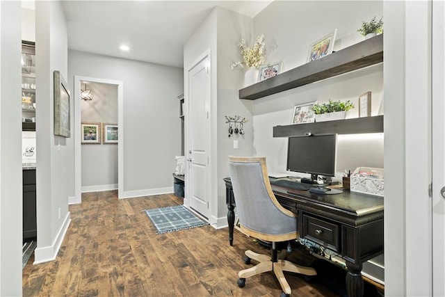 office space featuring wood-type flooring