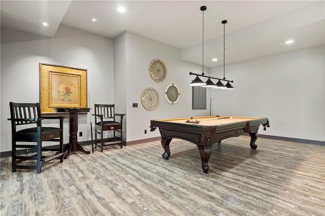 recreation room featuring hardwood / wood-style floors and billiards