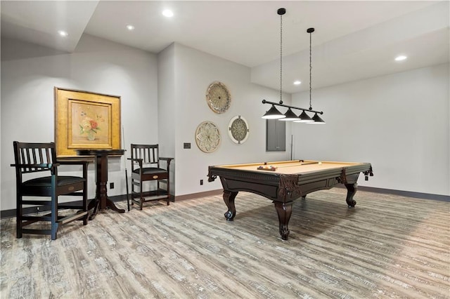 2804 NW Nutall Ct, Lees Summit, MO 64081 - game room with light wood finished floors, billiards, and recessed lighting