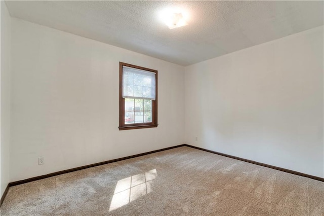 spare room with light carpet and a textured ceiling