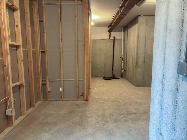 view of unfinished basement