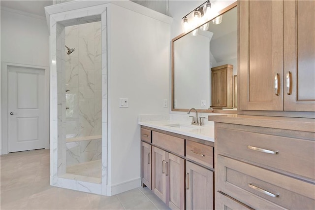 22063 W 100th Ter, Lenexa, KS 66220 - full bath featuring a marble finish shower, vanity, and tile patterned flooring