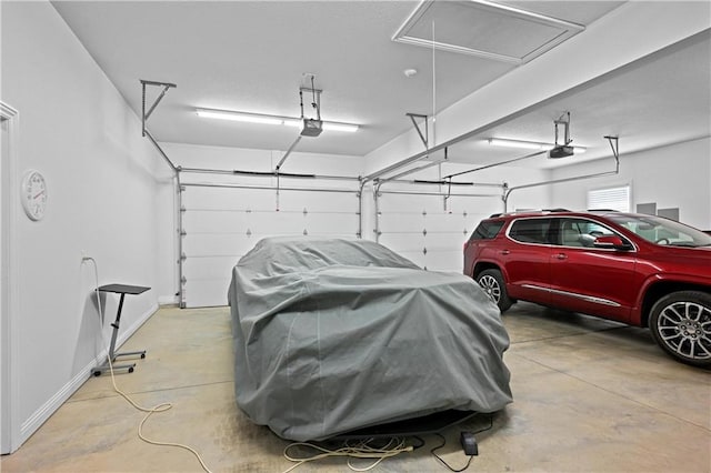 garage with a garage door opener