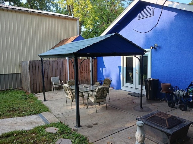 view of patio featuring a gazebo