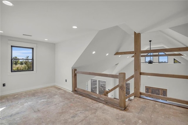 interior space with vaulted ceiling