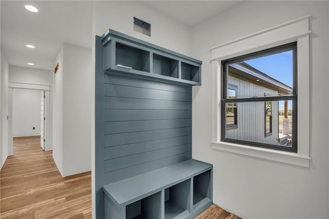 mudroom featuring wood-type flooring