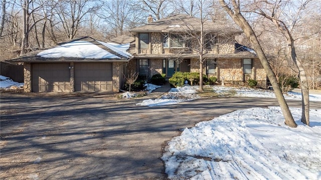 view of front property with a garage