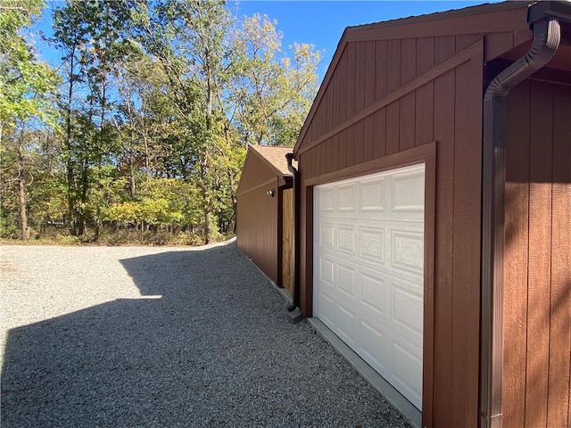 garage with wood walls