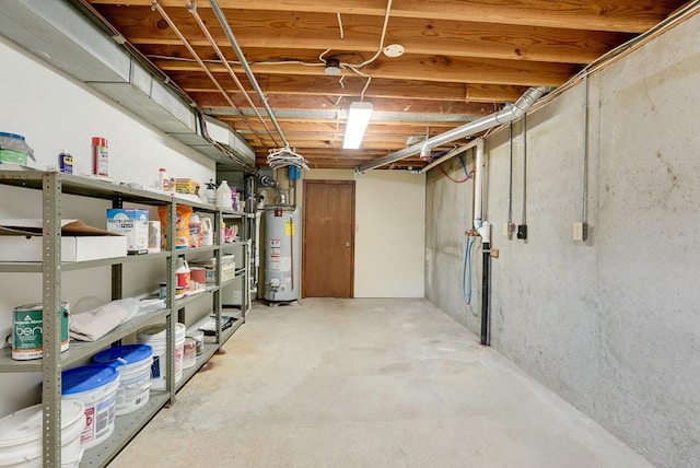 basement featuring water heater