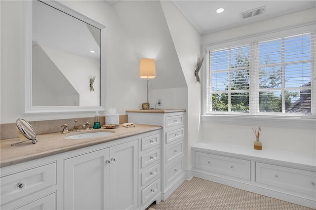 bathroom featuring vanity and tile patterned floors