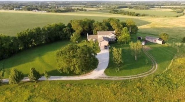 aerial view featuring a rural view