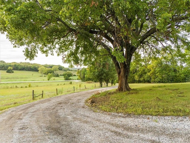 view of road featuring a rural view