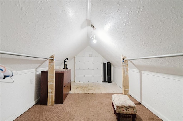 929 N 7th St, Atchison, KS 66002 - additional living space featuring a textured ceiling, carpet flooring, and vaulted ceiling